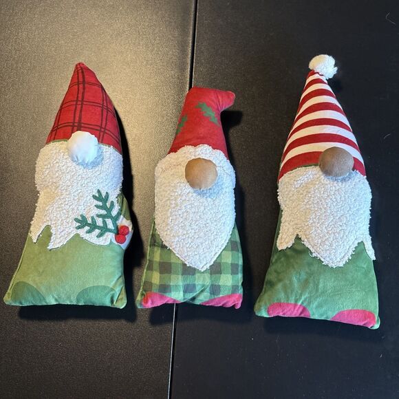 Set Of Three Small Gnome Shaped Holiday Pillows - Picture 1 of 9
